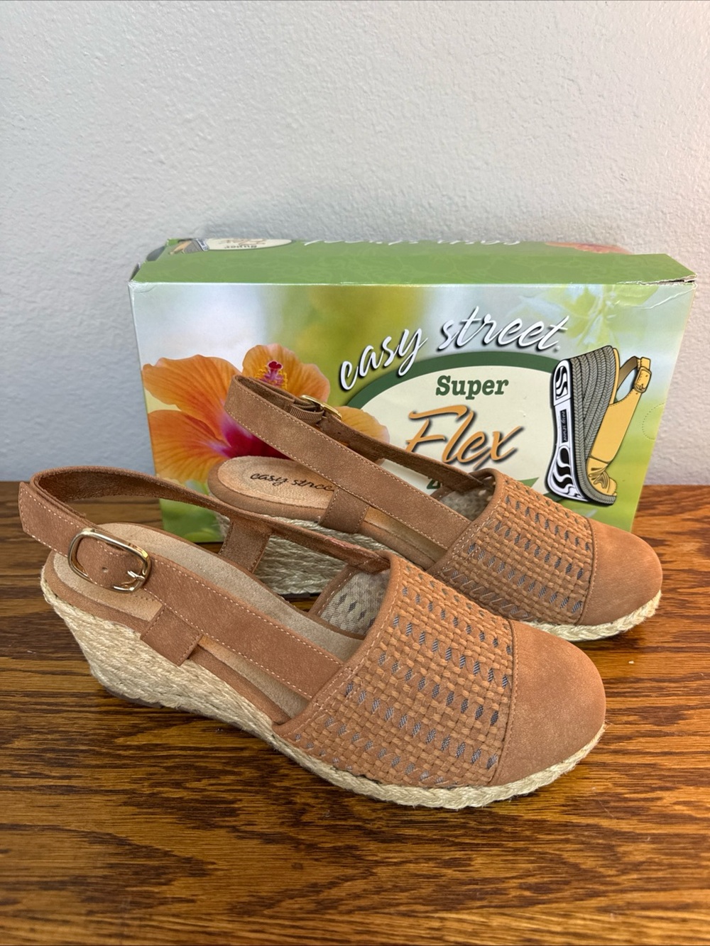 Easy Street taffy Buckle Slingback Wedge size 9 1/2 M
